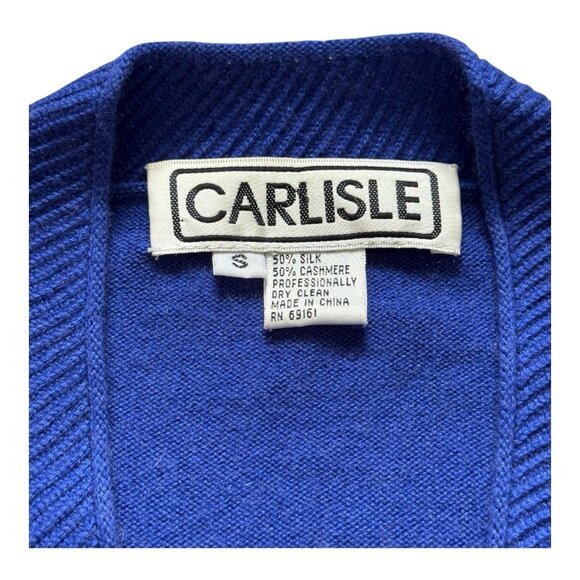 Carlisle Silk Cashmere Cardigan Sweater Blue Open Front Women’s Size S - Picture 2 of 8